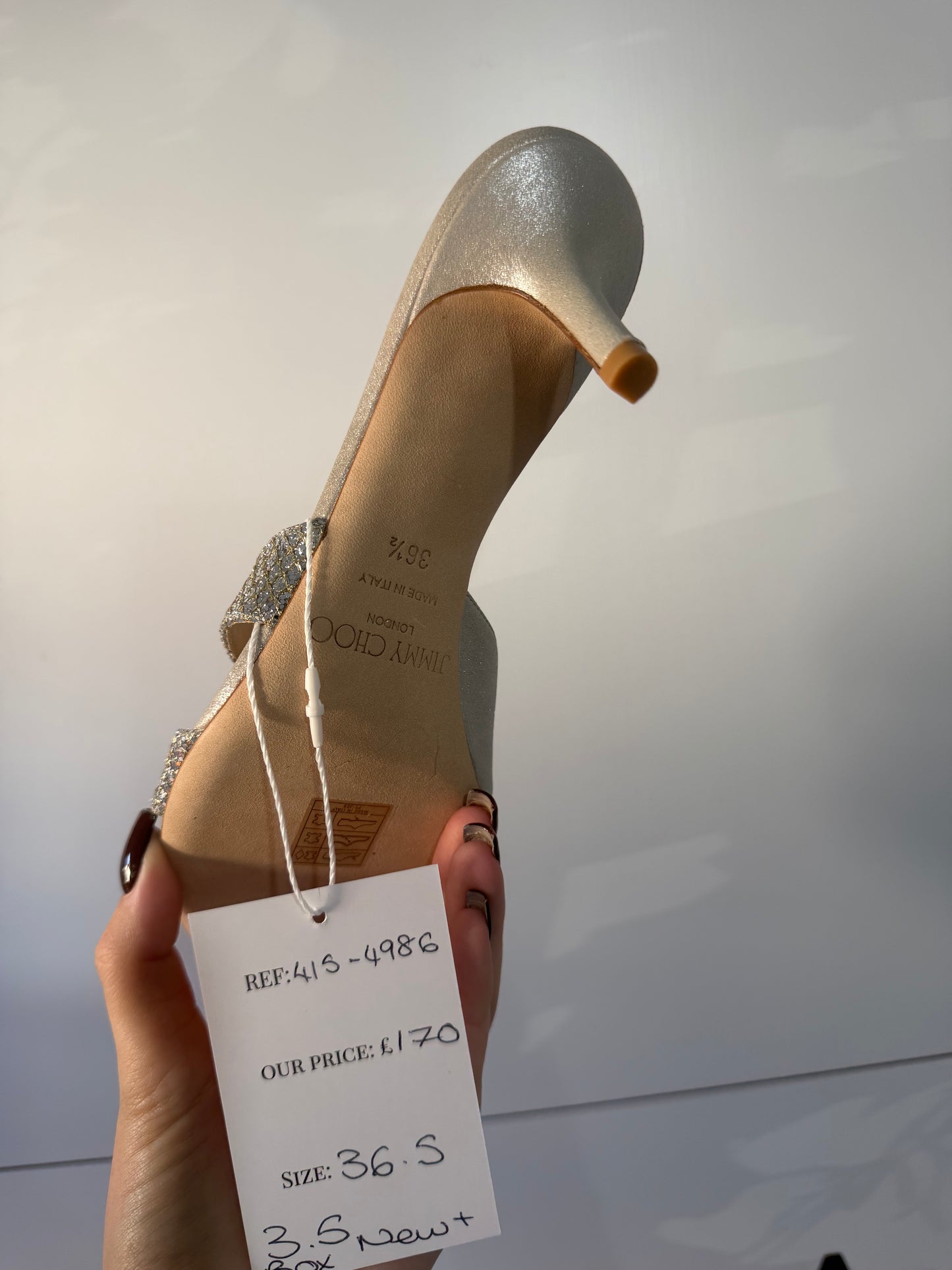 Silver Jimmy Choo Kitten Heels, Size 36.5 - UK 3.5