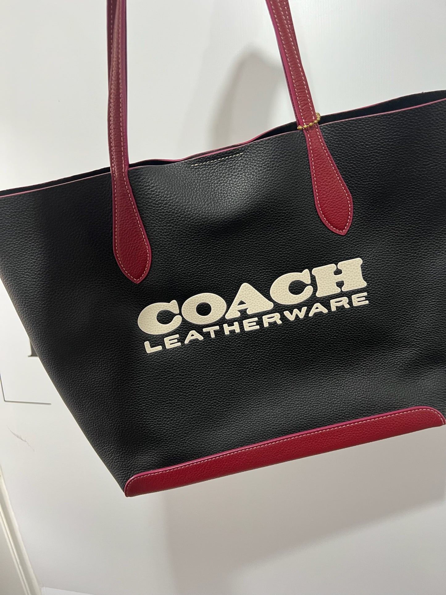 Black and Burgundy Coach Tote Bag