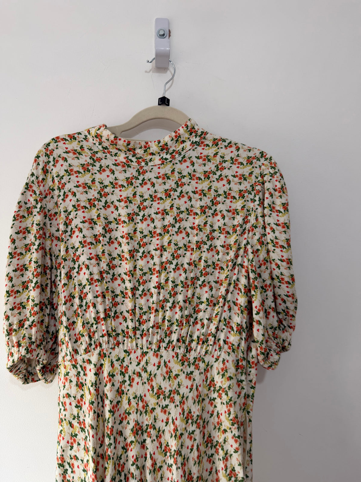 Preloved Ghost Dress Large Beige with multicolour floral pattern