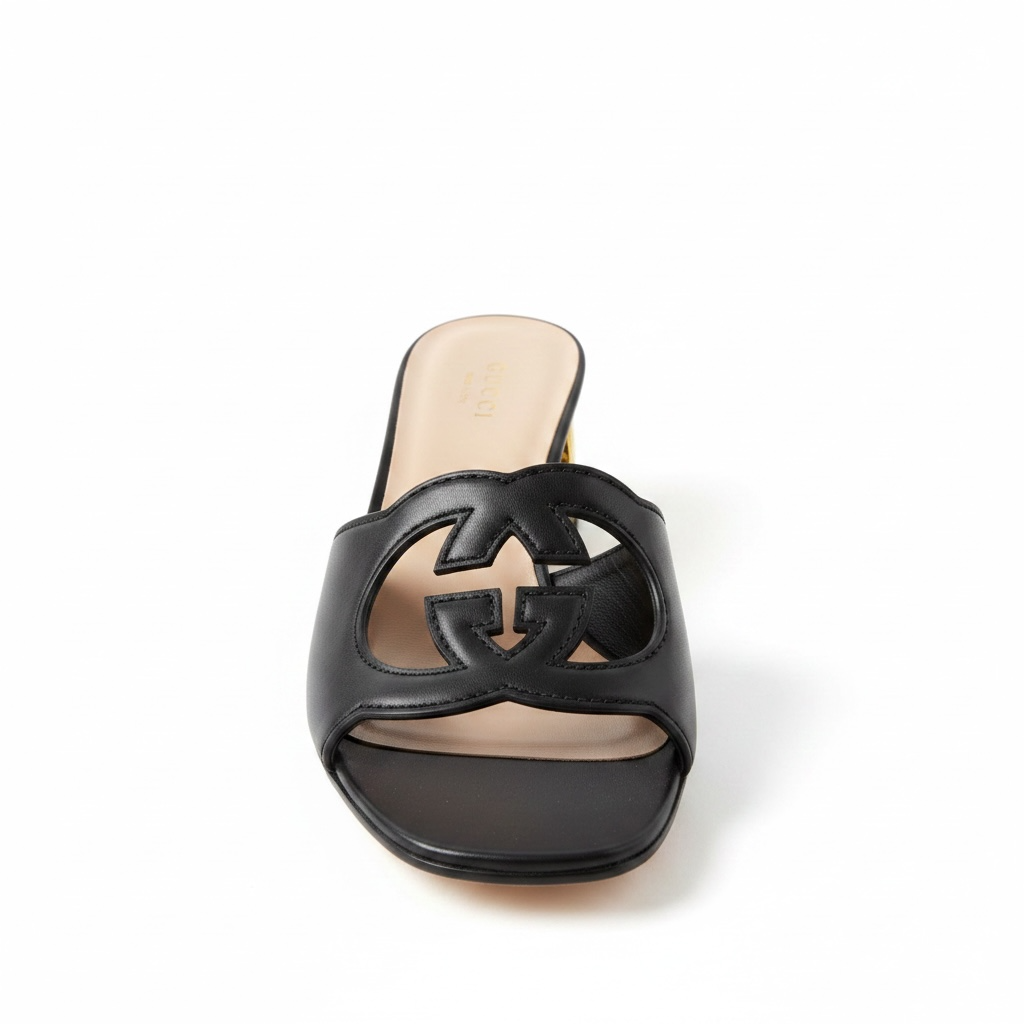 Preloved Black & Gold Gucci Sandals, 41