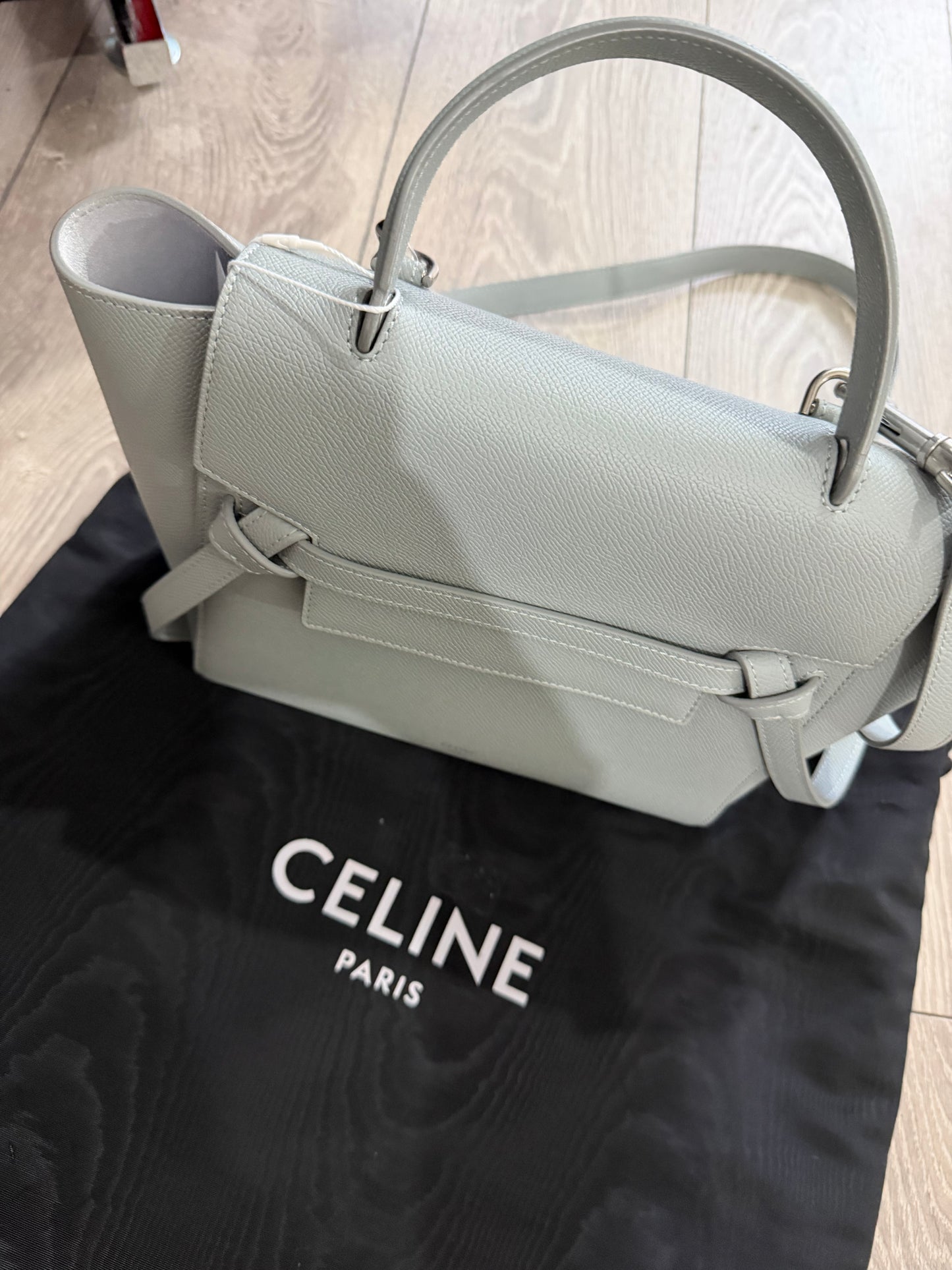 Grained Grey/Light Blue Celine Micro Belt Bag