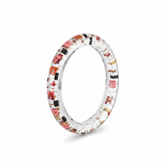 Pre-owned, Clear and Pink Louis Vuitton Bangle and Ring Set, Size XS