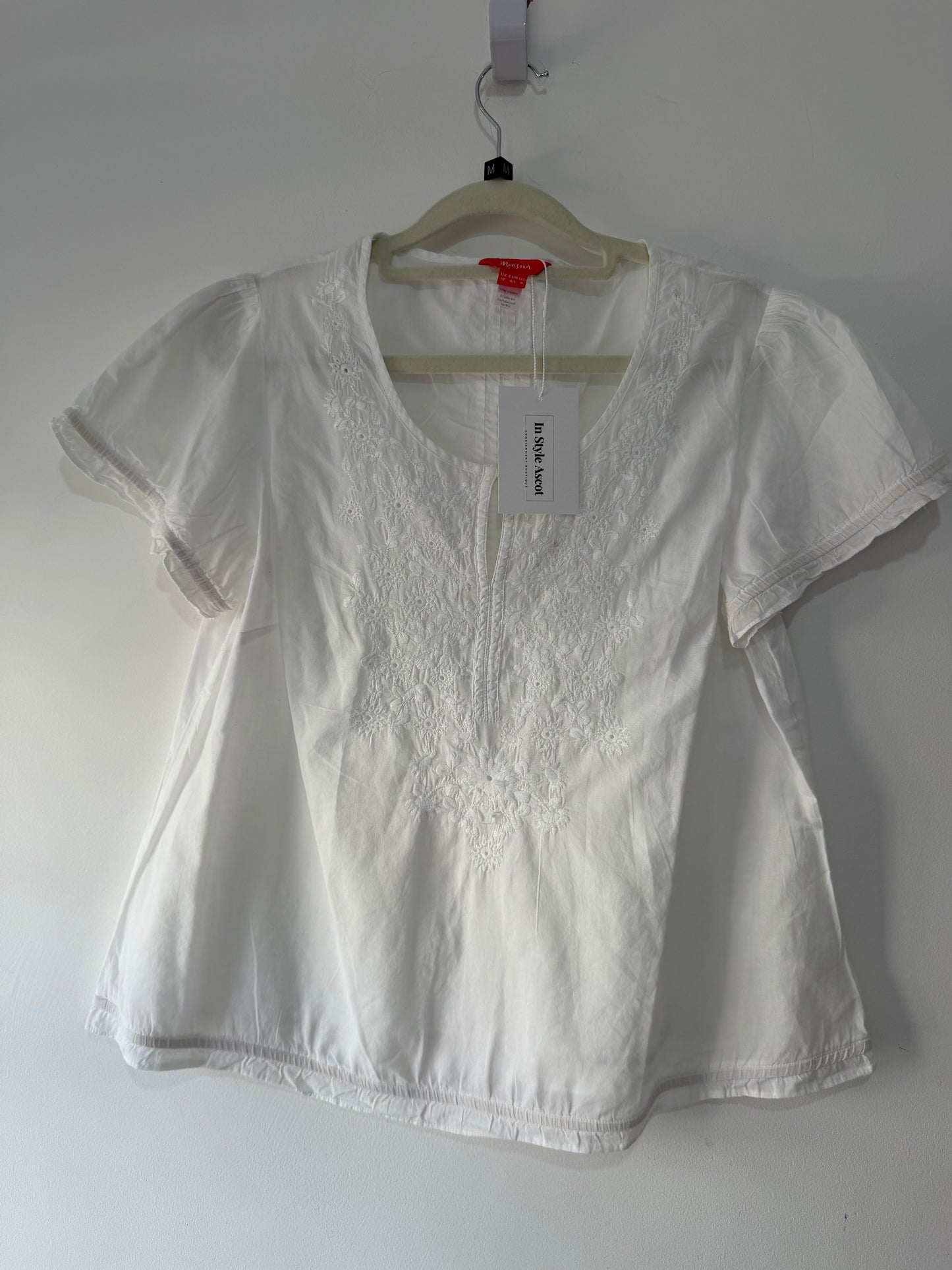 Pre-loved white Monsoon Blouse, Size 12
