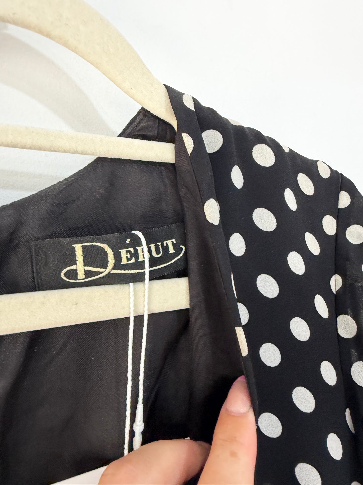 Preloved, Black Polka Dots Debut Dress, UK 10