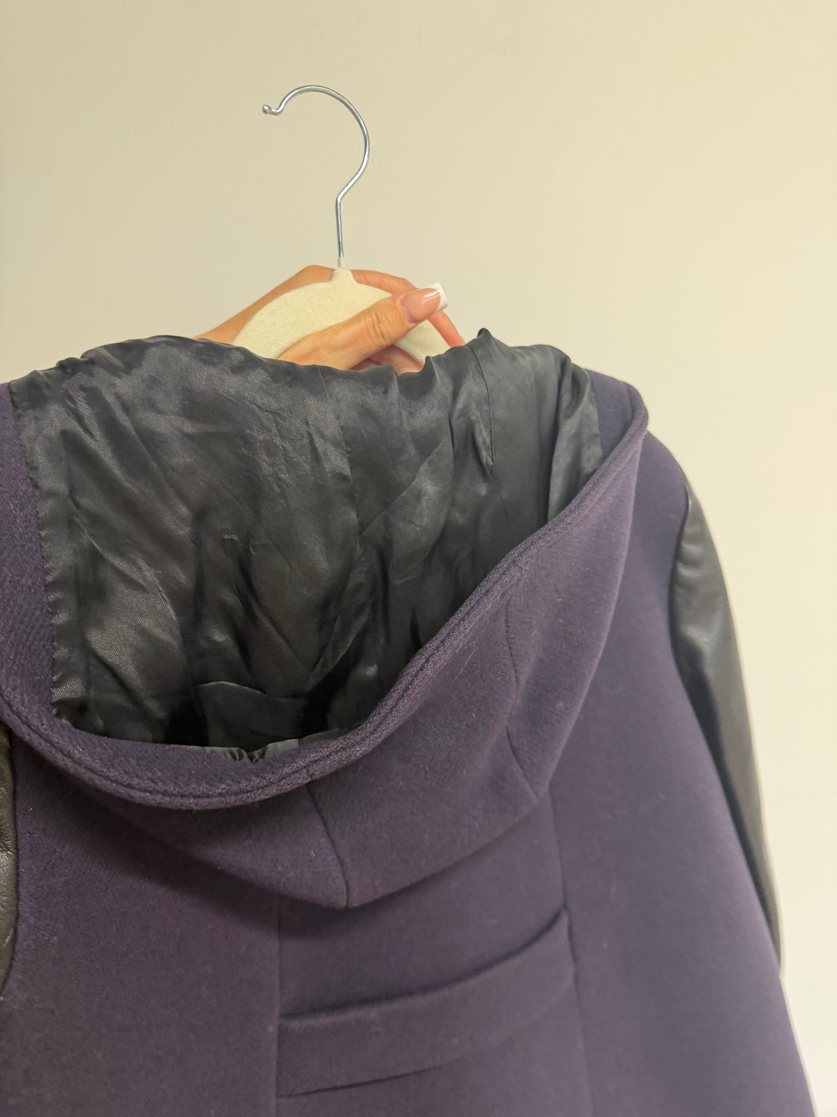 Preloved Maje Coat Size 10 Purple and Black