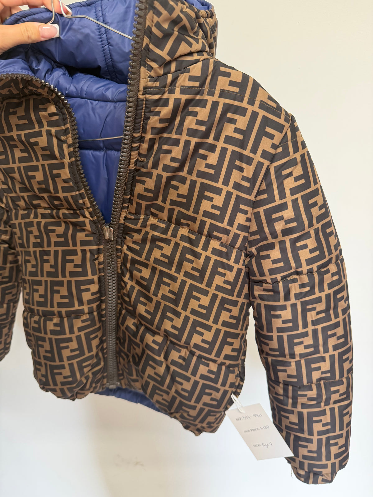 Preloved Fendi Kids Reversible Coat Age 7 FF Logo