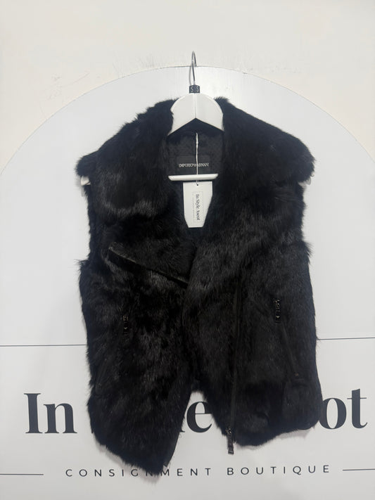 Black Emporio Armarni Fur Gilet