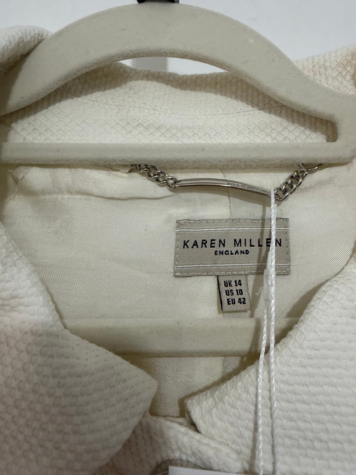 Preloved, White Karen Millen Blazer Jacket, Says 14 fits 10-12