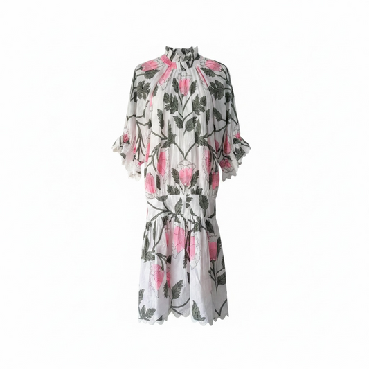 Pre-loved White Floral Juliet Dunn Dress, M, BNWT