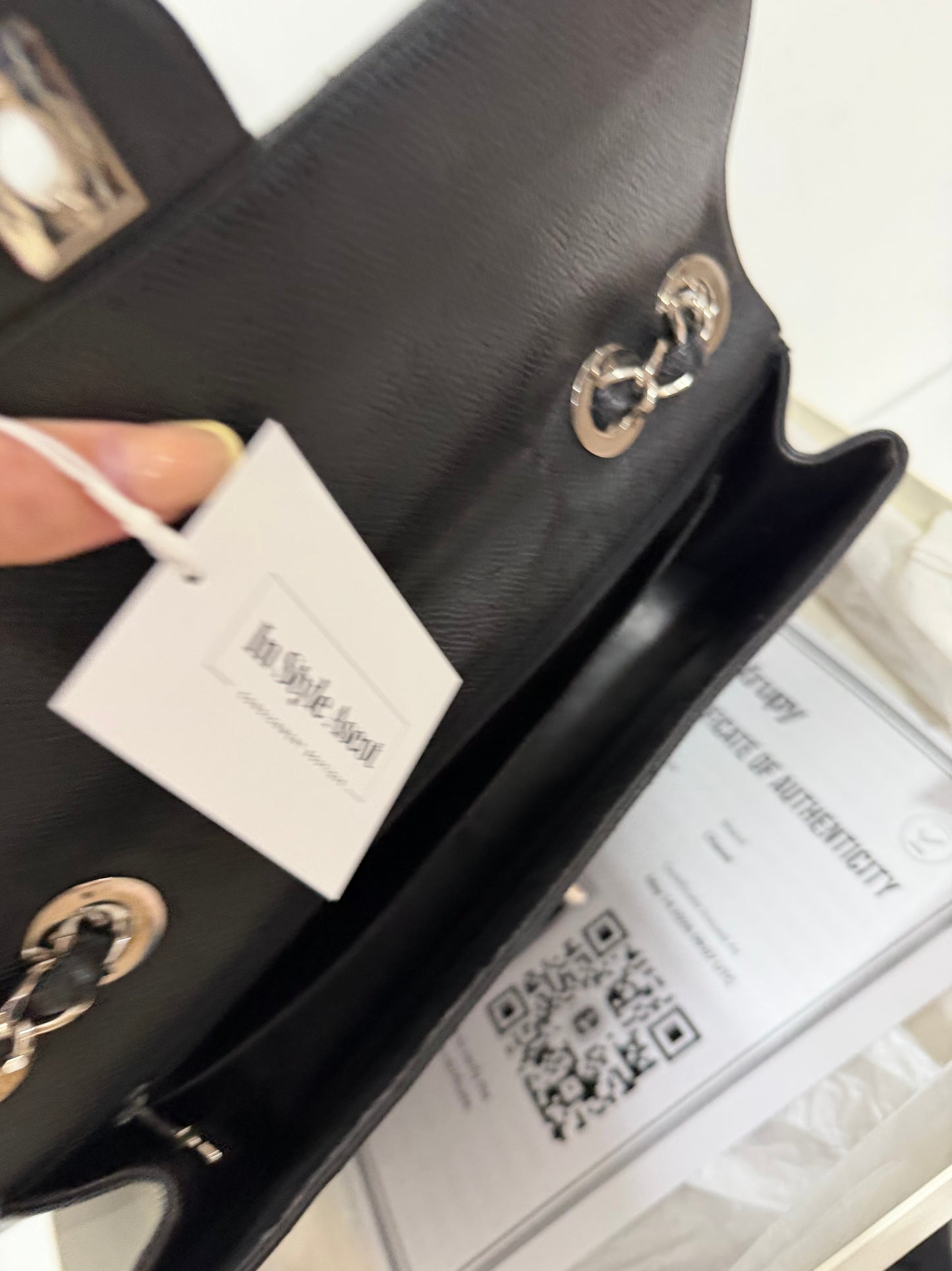 Preloved, Black Chanel Quilted Jumbo Single Flap Bag, Silver Hardware, Black Caviar Leather