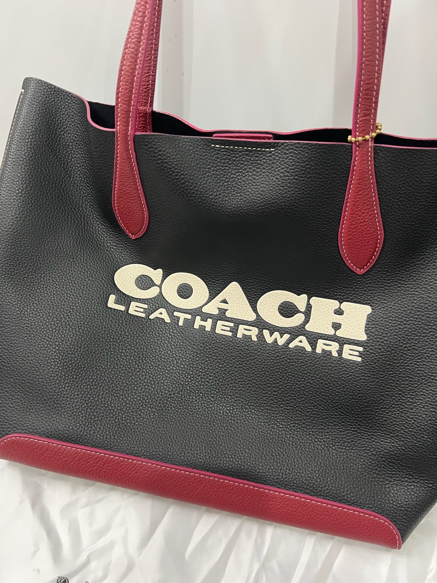 Black and Burgundy Coach Tote Bag