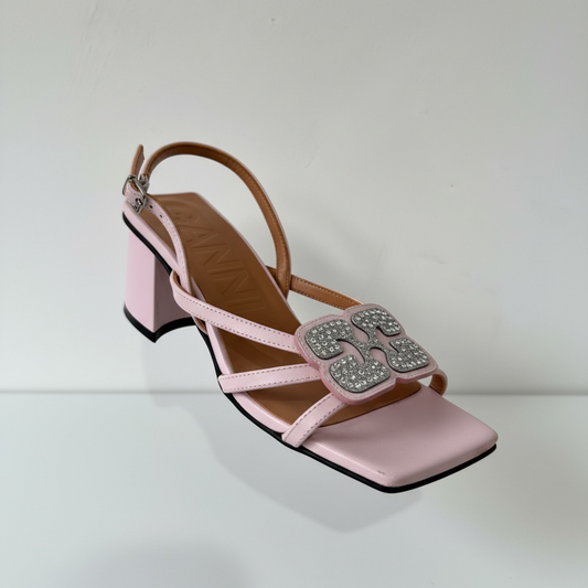 Pre-owned, Baby Pink GANNI Block Heeled Sandals, Size 4