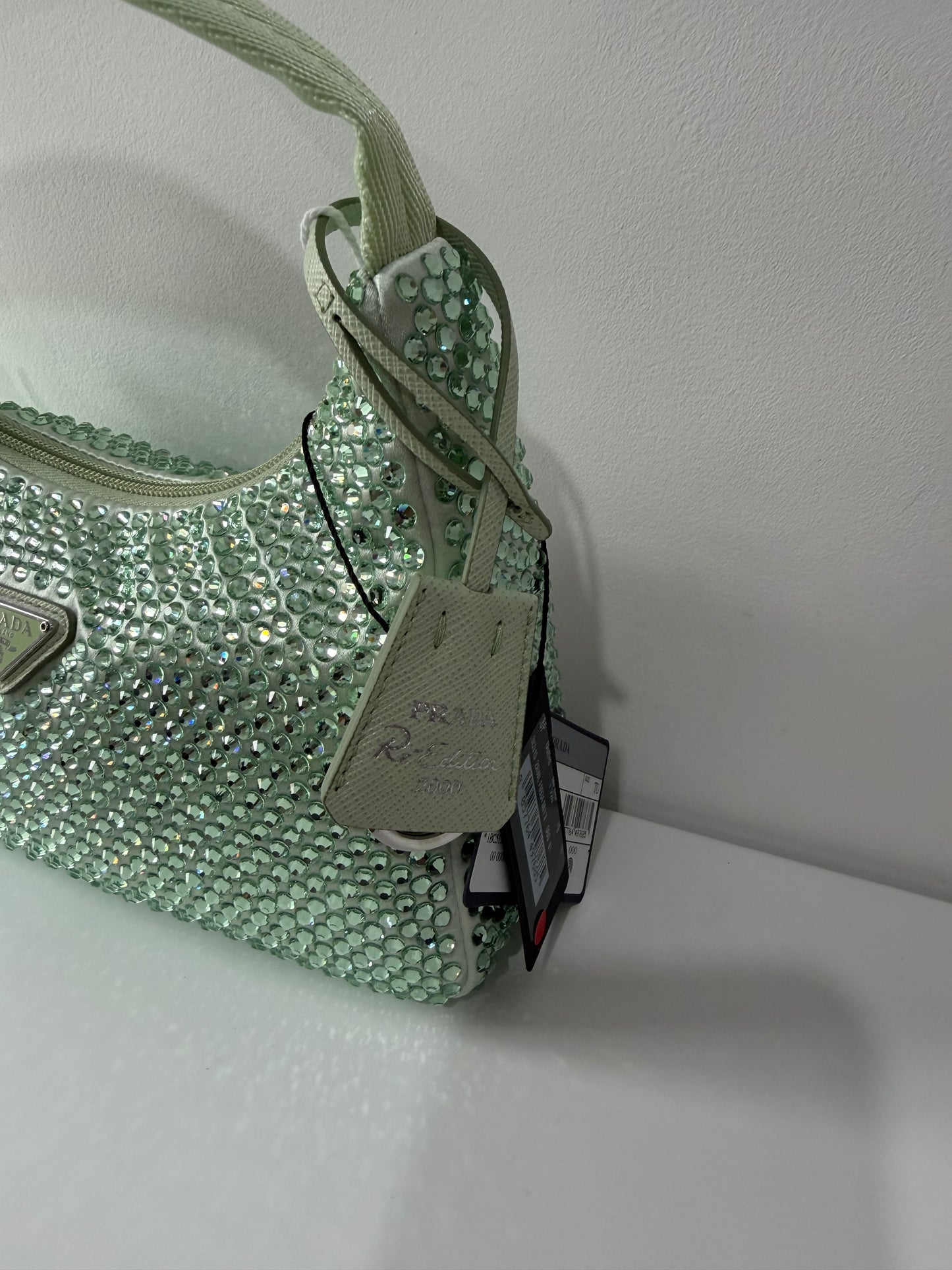 Pre-owned, Brand New Mint Crystal Prada Re-Edition 2000 Shoulder Bag
