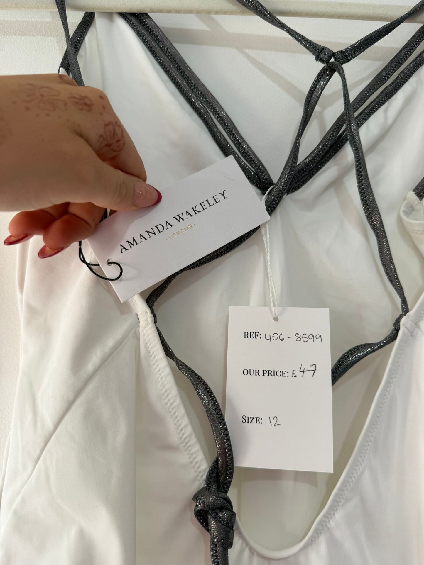 Pre-loved White, BNWT Amanda Wakeley Swimsuit, 12
