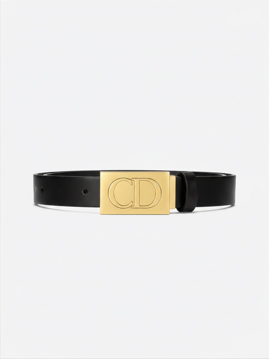 Preloved Christian Dior Belt 75cm Black with Gold hardware