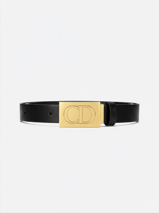 Preloved Christian Dior Belt 75cm Black with Gold hardware