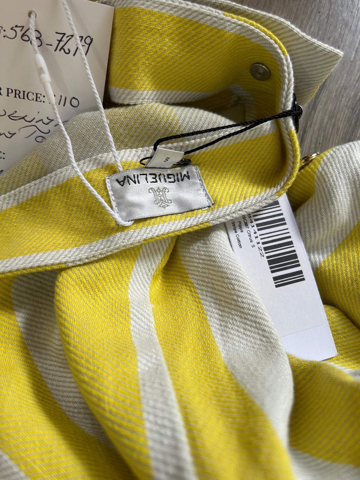 Preloved Yellow & Cream Strip Miguelina Top, Small