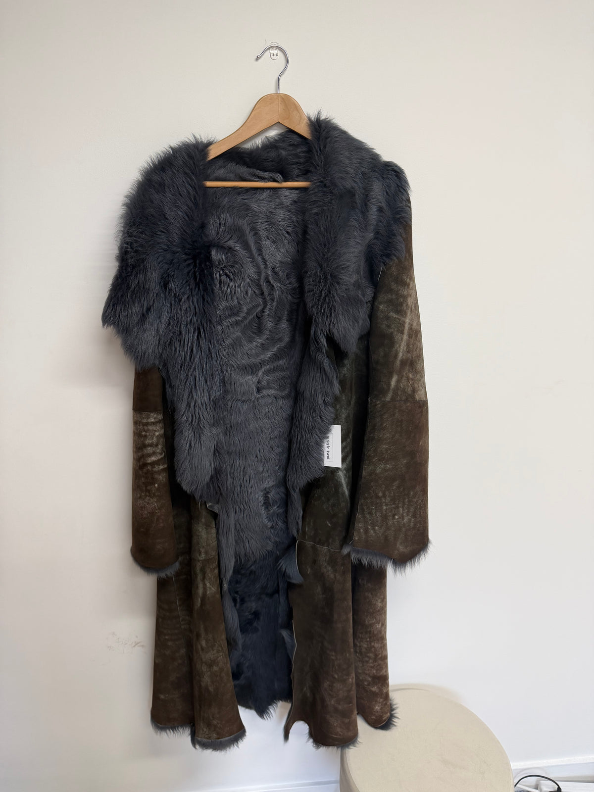 Preloved Sheepskin Coat Medium Size Grey