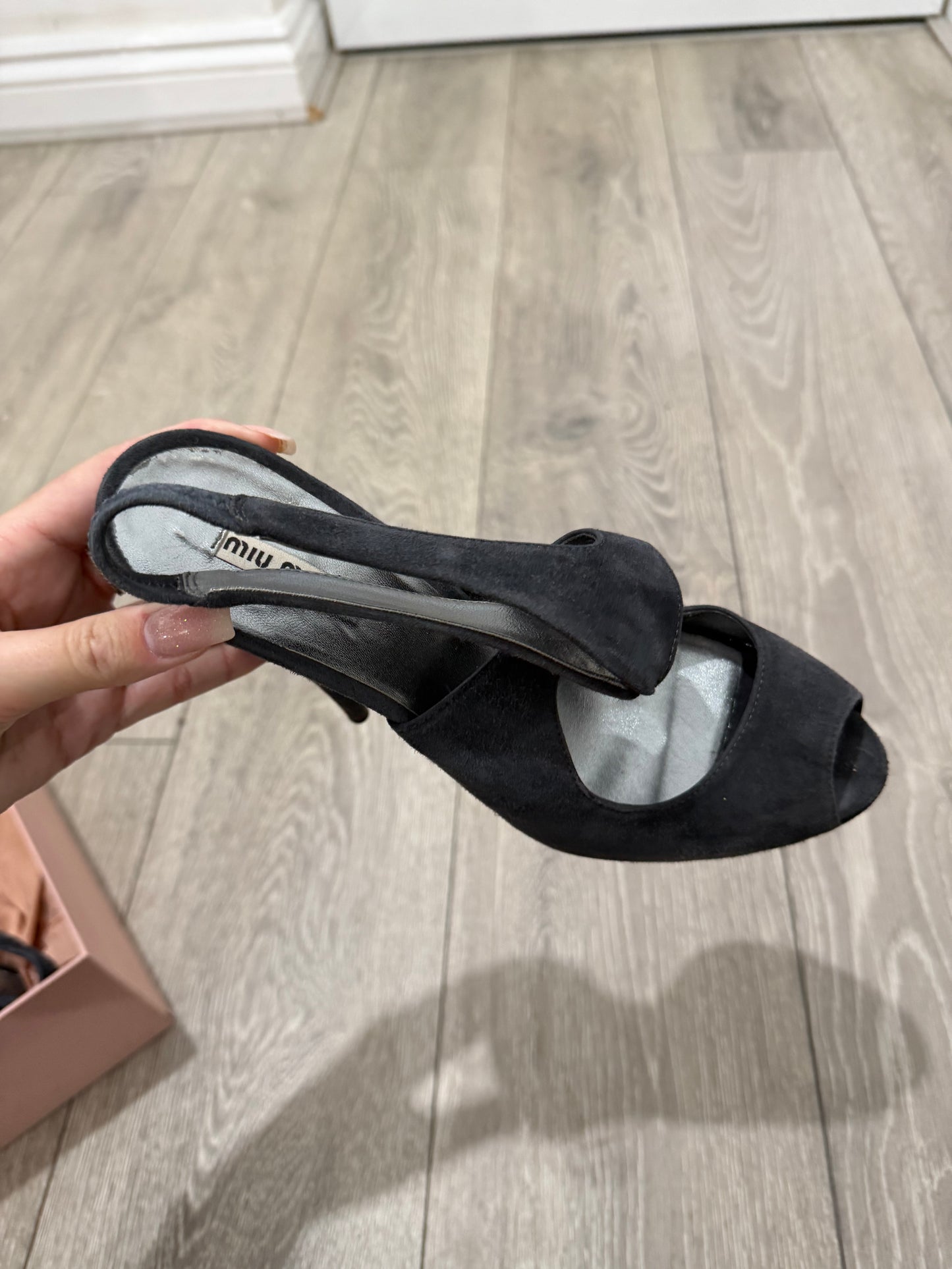Pre-owned Slate Grey Miu Miu Platform Heels, Size 7 - 40