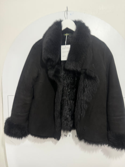Black Nurseys Shearling Jacket, Size M