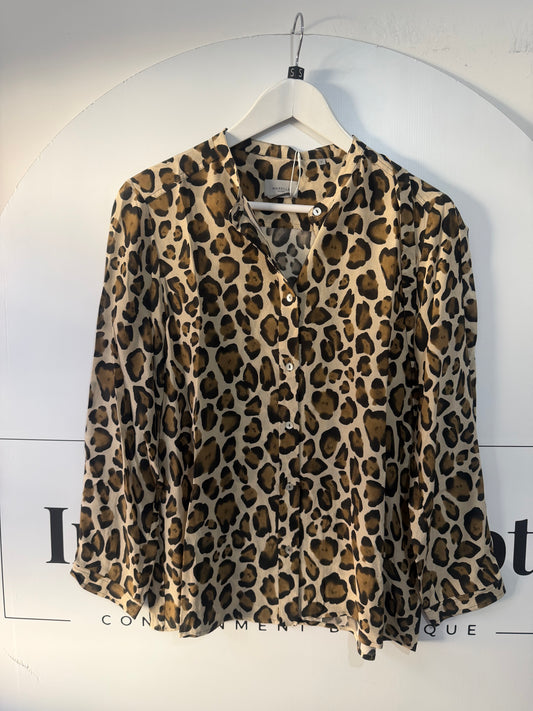 Leopard Print Marella Silk Blouse, Size S
