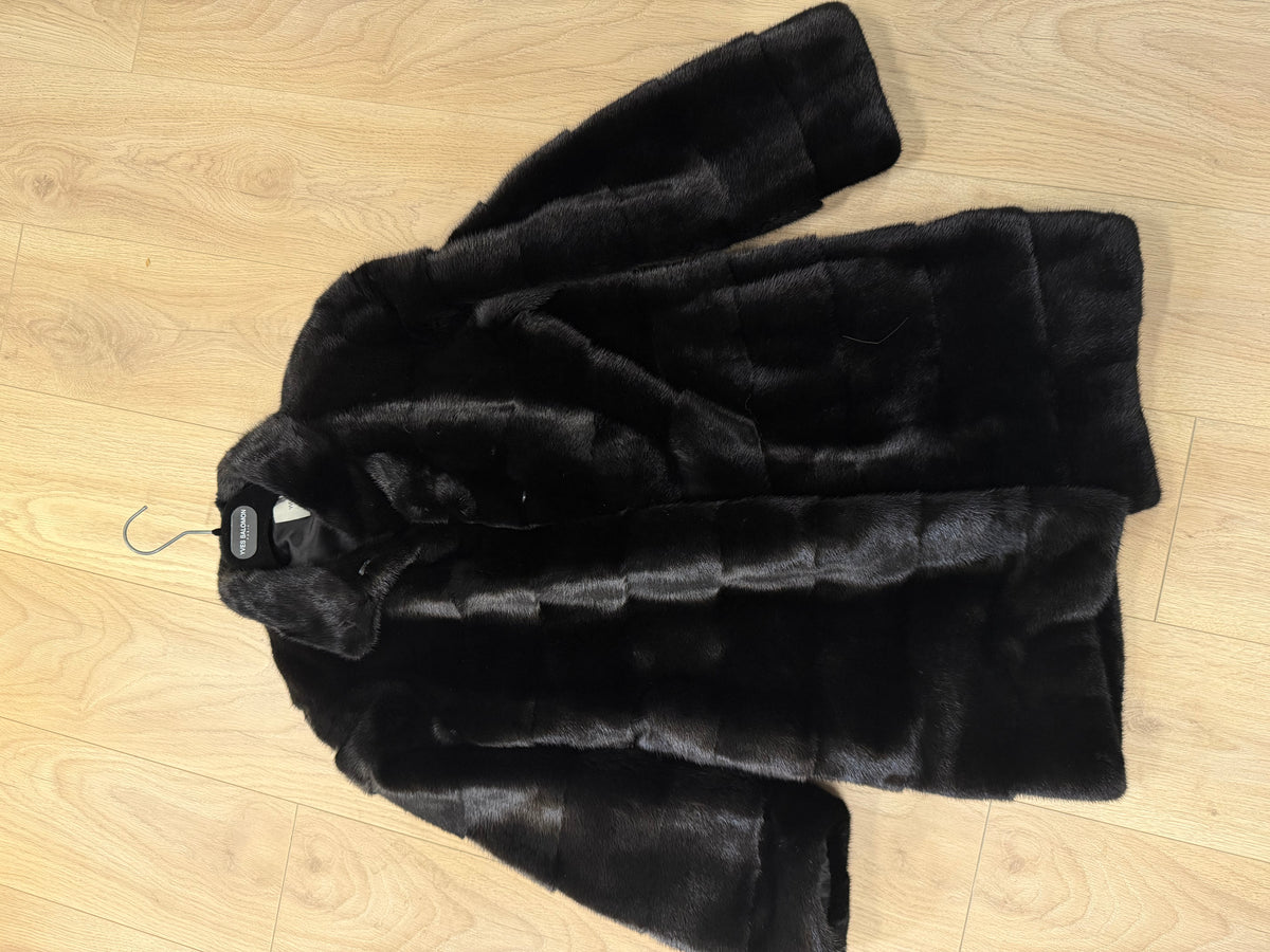 Preloved Yves Salomon Mink Fur Coat Size 10 Black