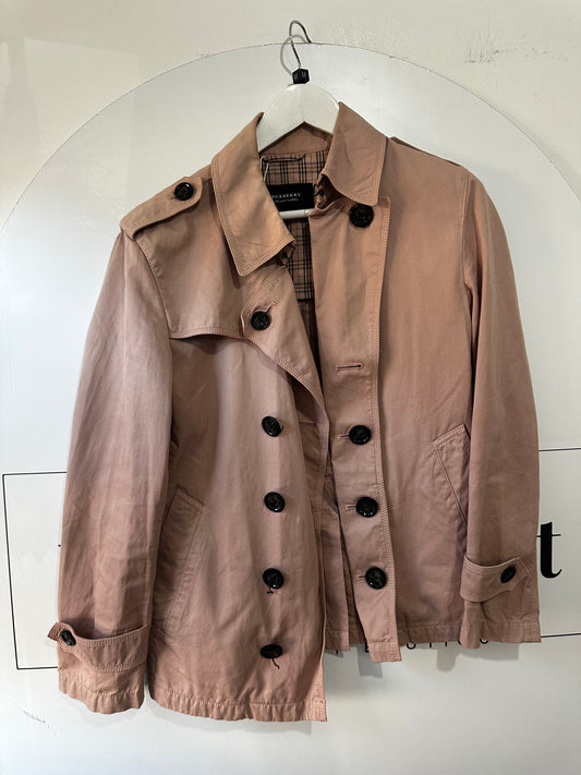 Dusky Pink Burberry Black Label Trench Coat, Size M