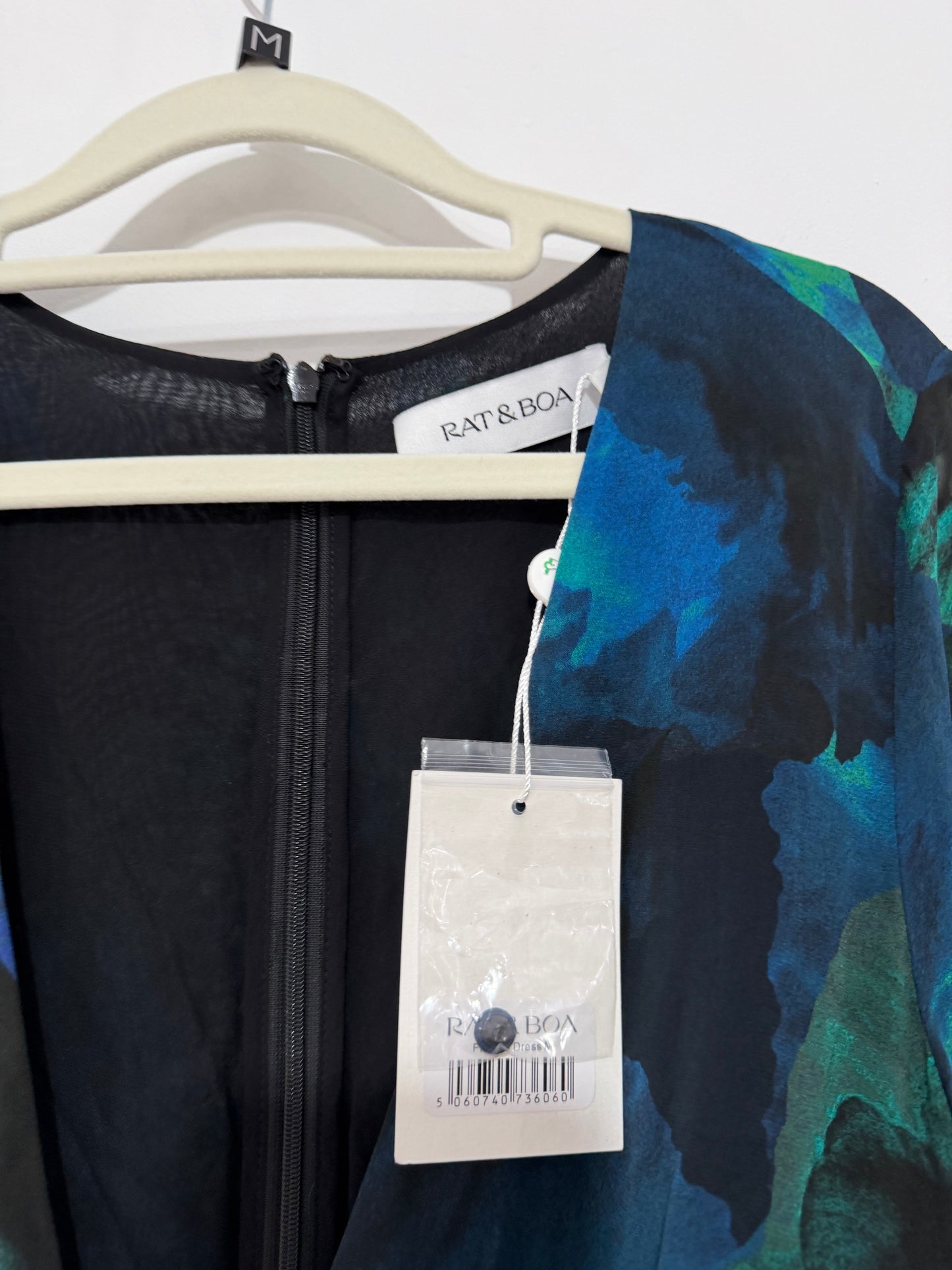 Pre-owned blue and green Rat & Boa Beach cover up dress, Size Medium Fiorella Floral Dress