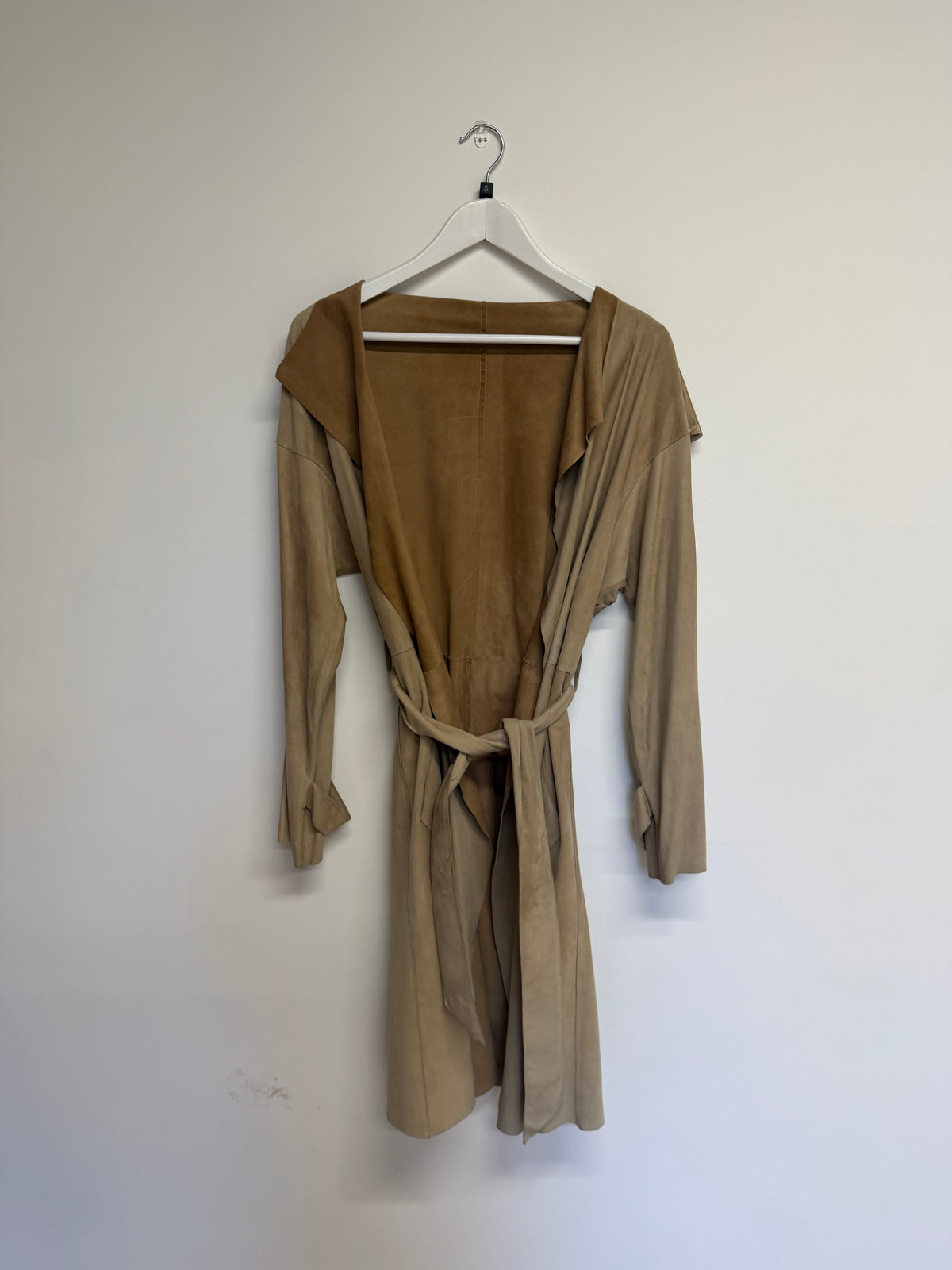 Preloved Goatskin Suede Joseph Trench Coat Size Small
