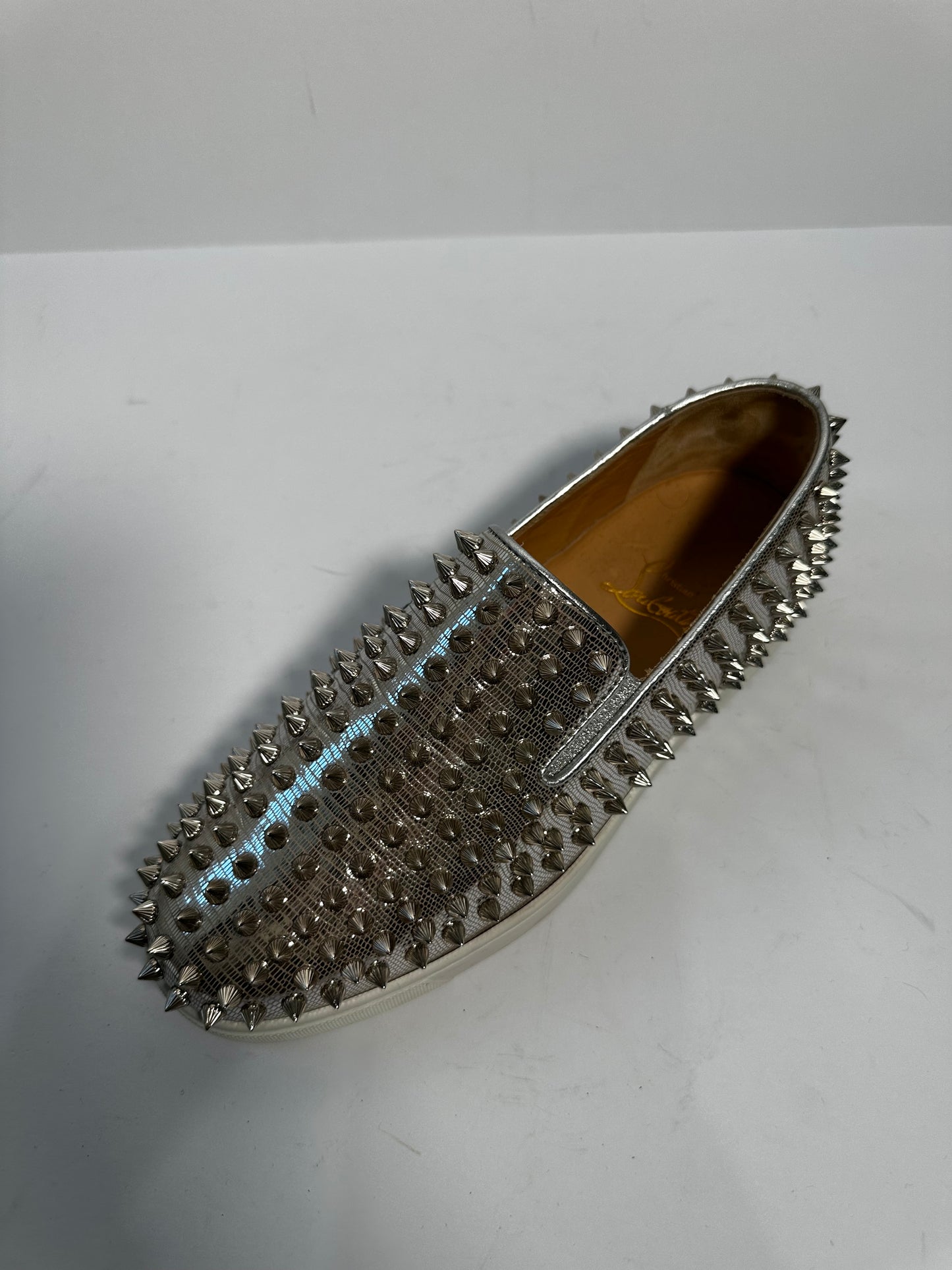 Silver Christian Louboutin Loafers, 37.5