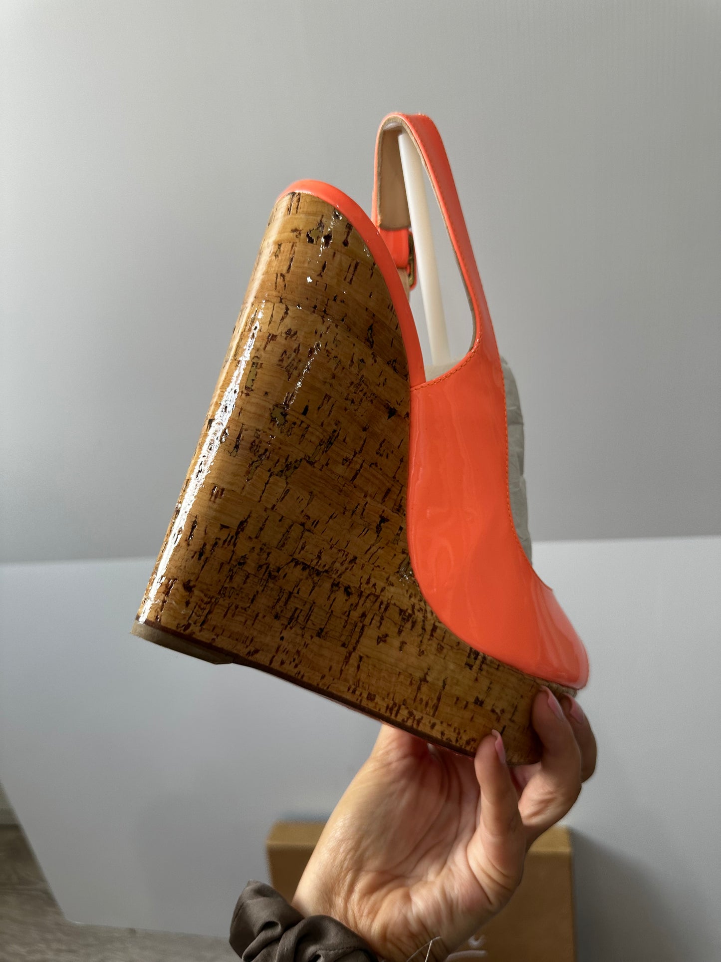 Orange Christian Louboutin Wedges, size 40.5 - fit 6.5/7