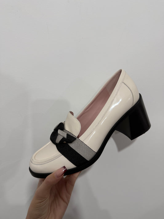 cream Kate Spade loafer Heels, Size 7.5