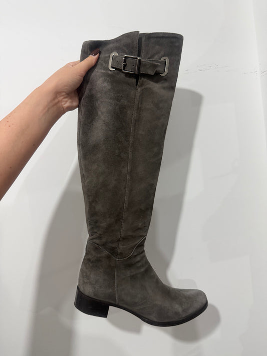 Grey Suede Keith Scarrott Knee High Boots, Size 38 - UK 5