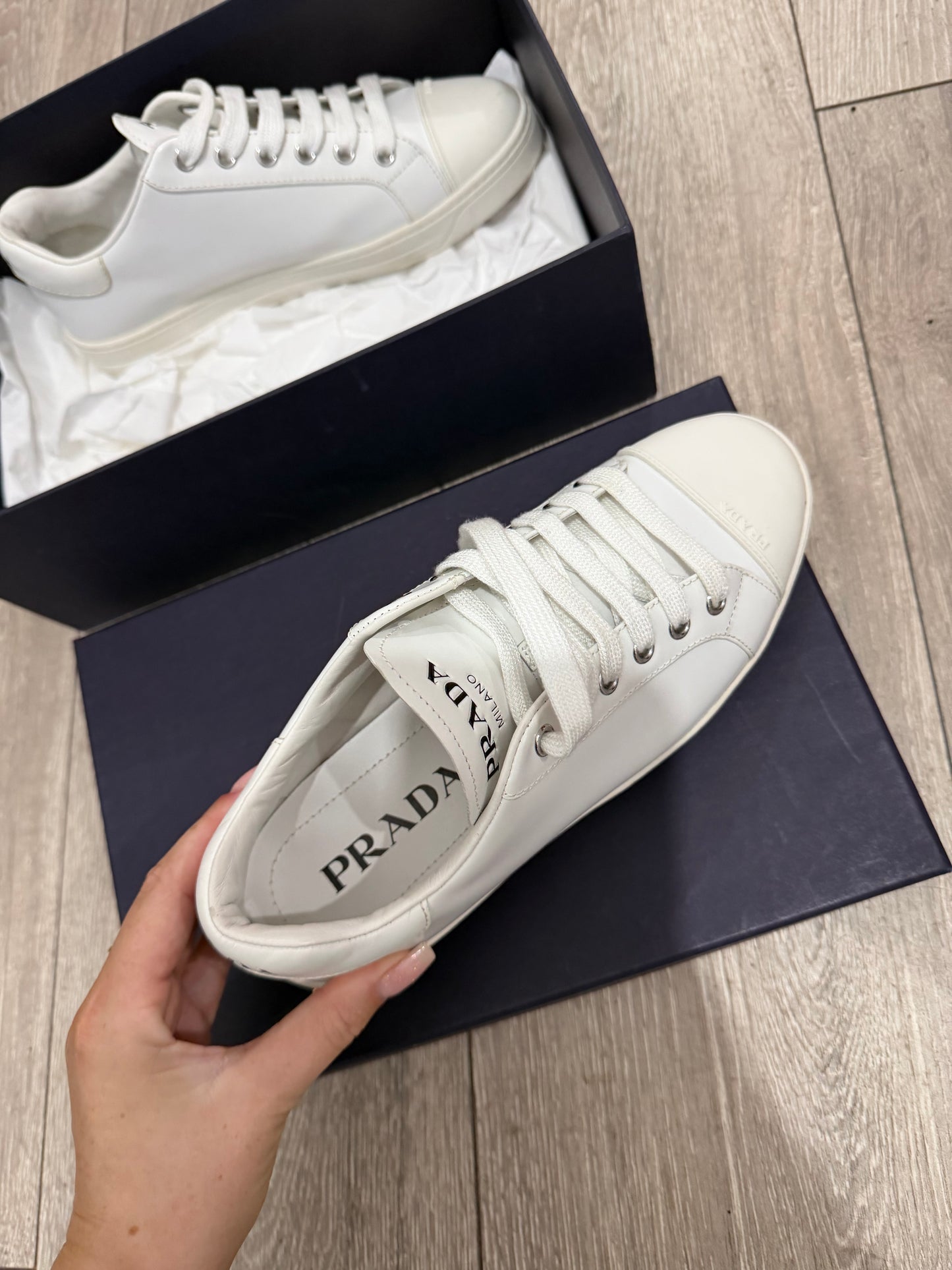 Pre-owned White Prada Sneakers, Size 37 - UK 4 (4.5)