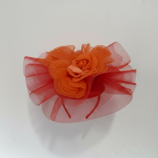 Preloved, NEW, Red and Orange Snoxell & Gwyther Fascinator/Hat, Ascot