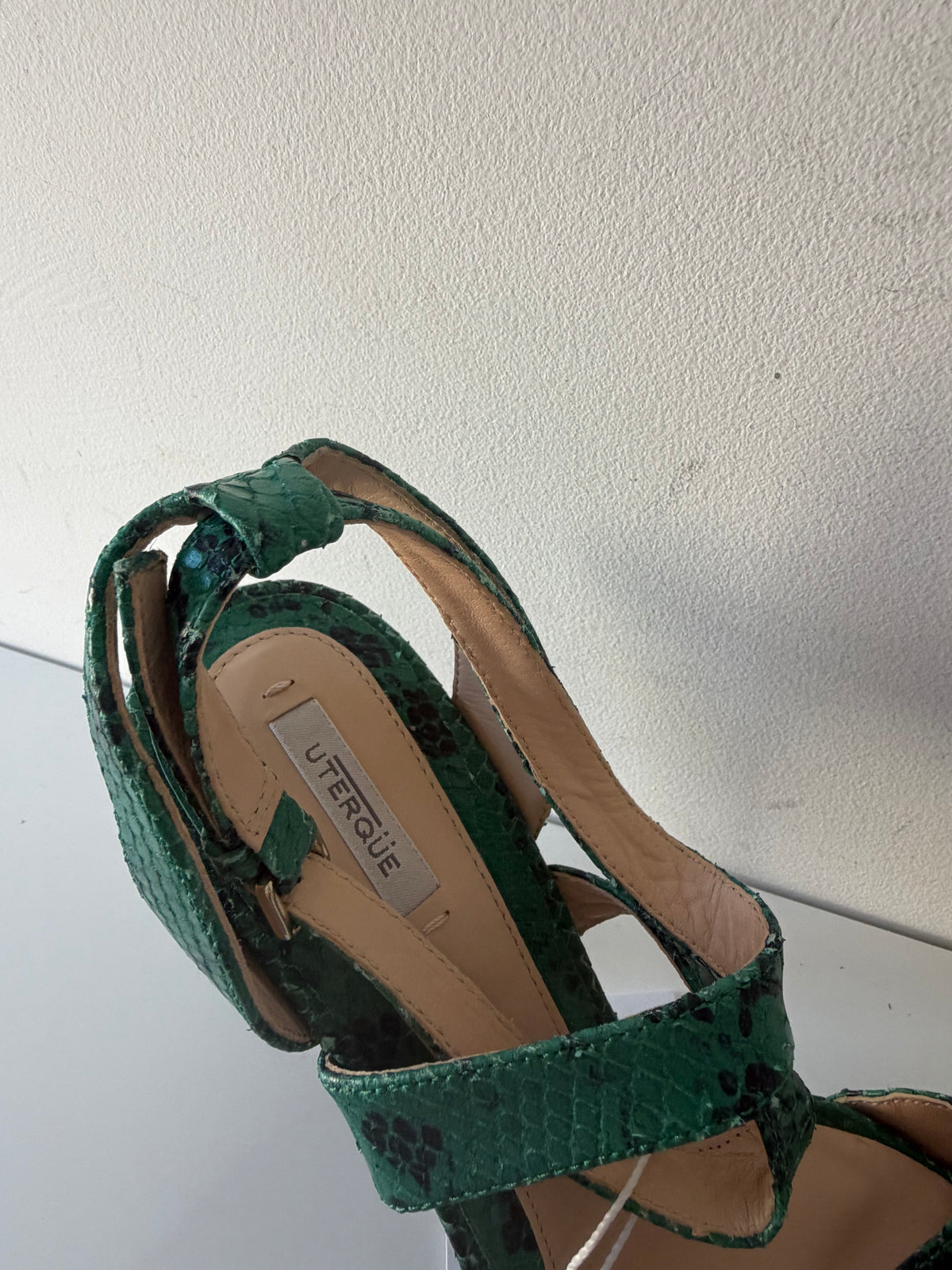 Preloved, Green Snakeskin  Uterque Heels, Size 38 - UK 5