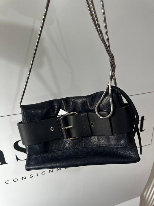 Navy All Saints Leather Crossbody Bag