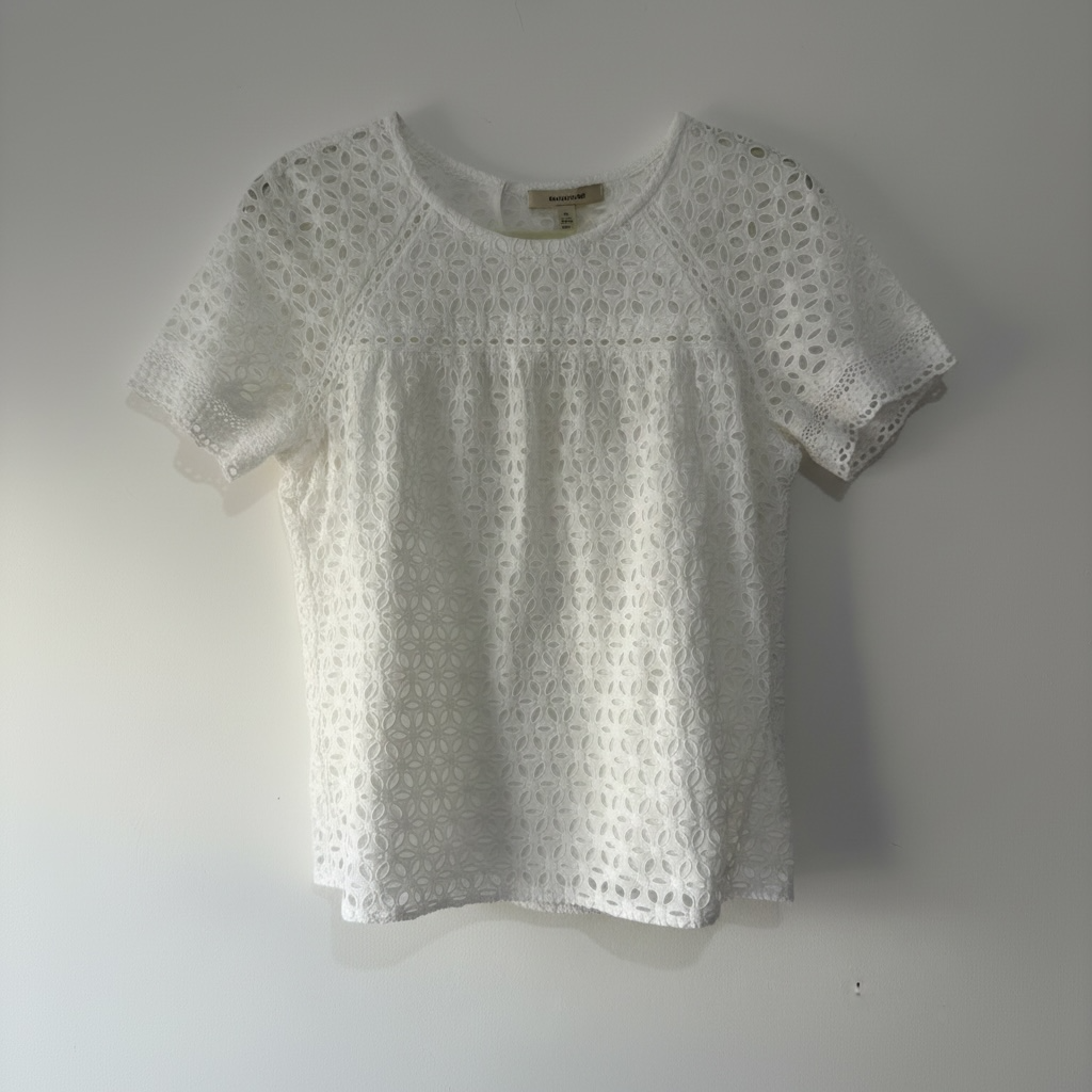 Pre-loved white with floral pattern J.Crew Blouse, Size 10