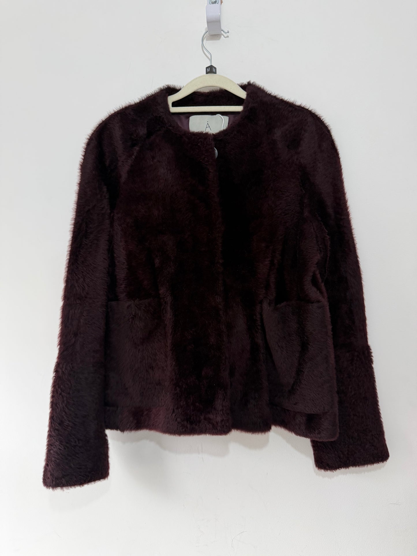 Preloved A by Jigsaw Shearling Jacket Size 12 Plum