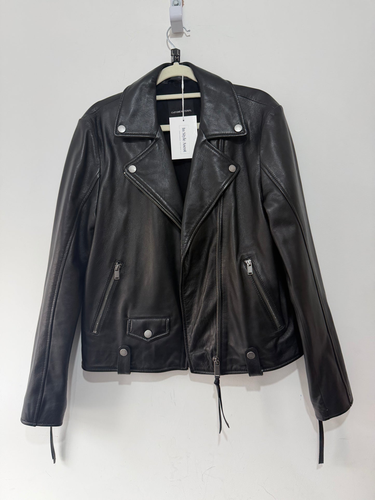 Preloved Costume National Leather Jacket Size L (Fits Medium, 12) Black