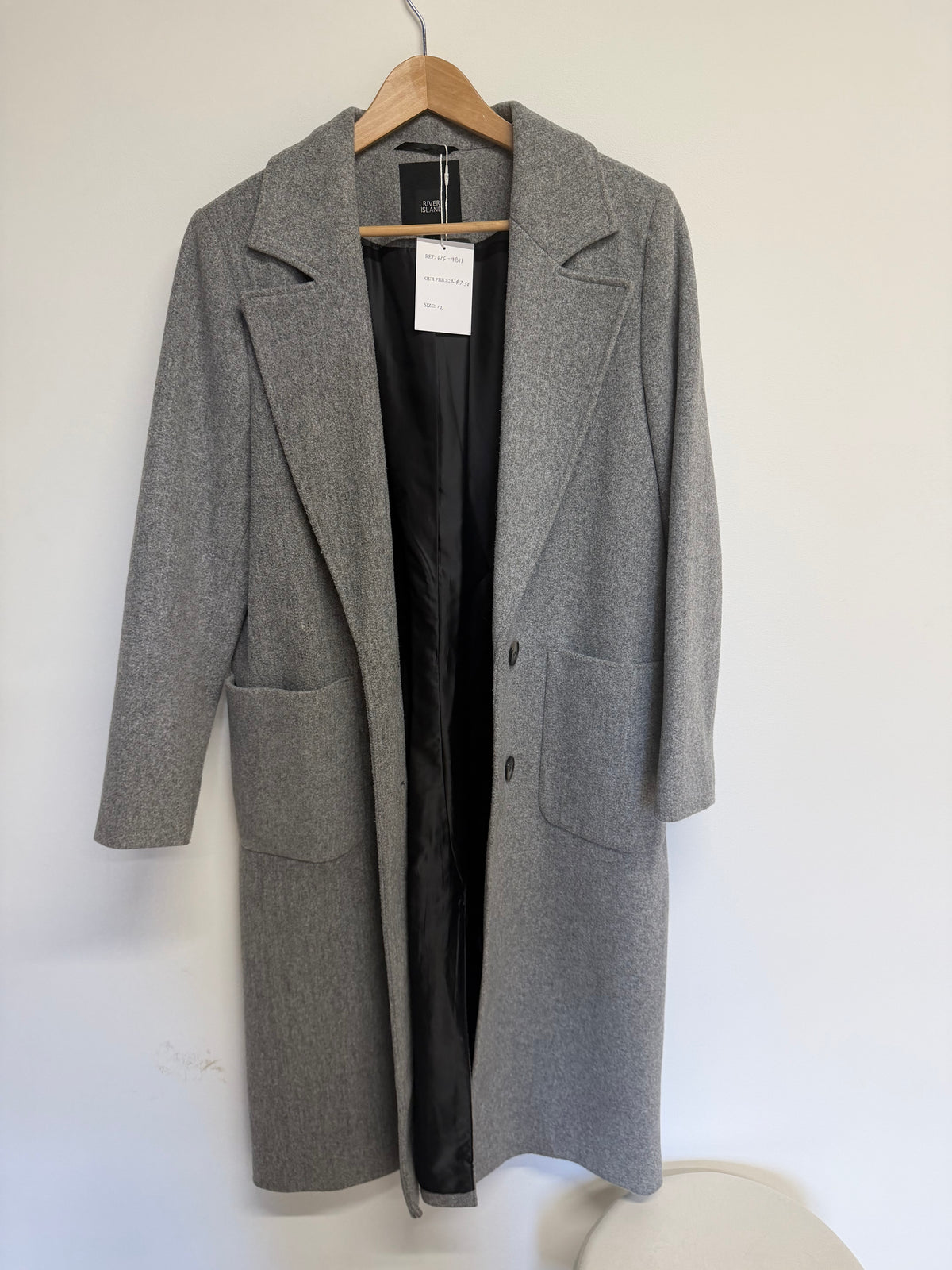 Preloved River Island Coat Size 12 Grey