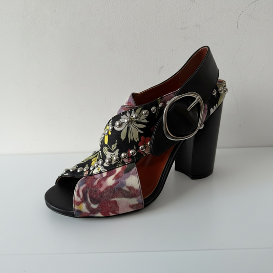 Preloved, Black with floral footprint  Phillip Lim Heels, Size 38 - UK 5