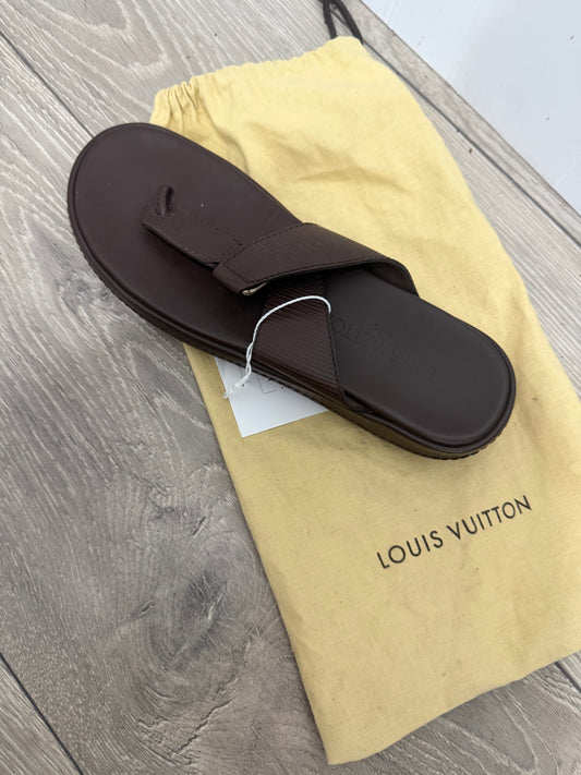 Brown Louis Vuitton Sliders, 6.5