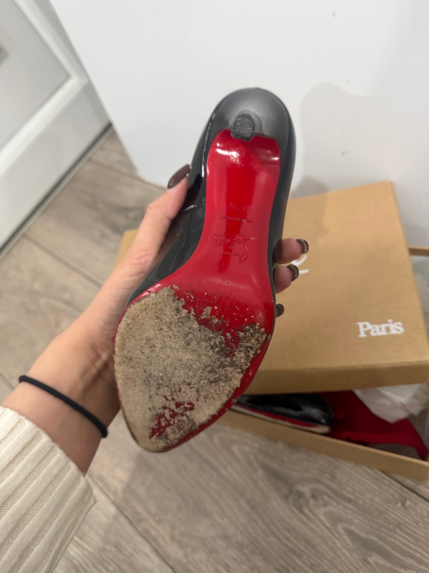 Patent Black Christian Louboutin Decollete 100, Size 37.5