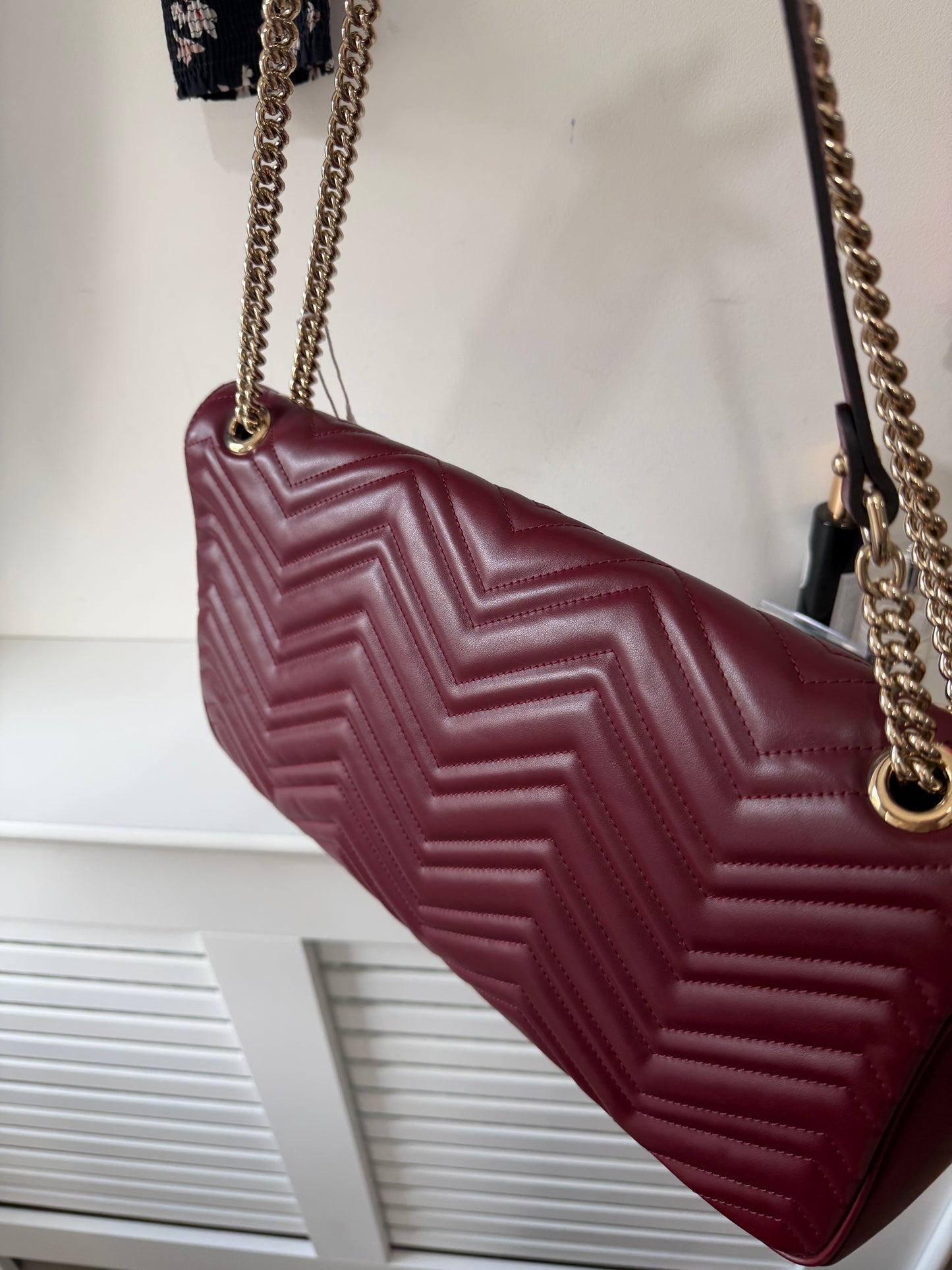 Pre-owned, New, Burgundy Gucci Marmont Bag, Size XL
