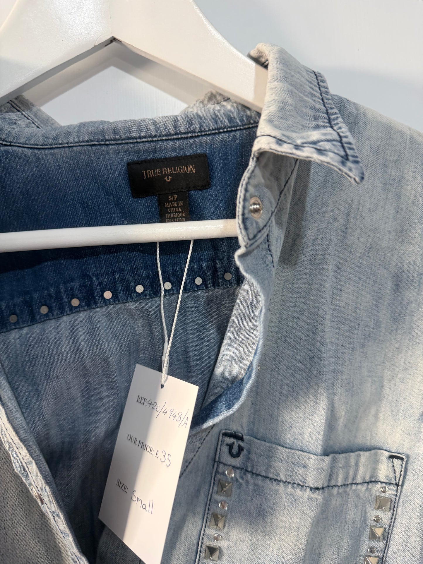 Light Blue True Religion Denim Shirt, Small