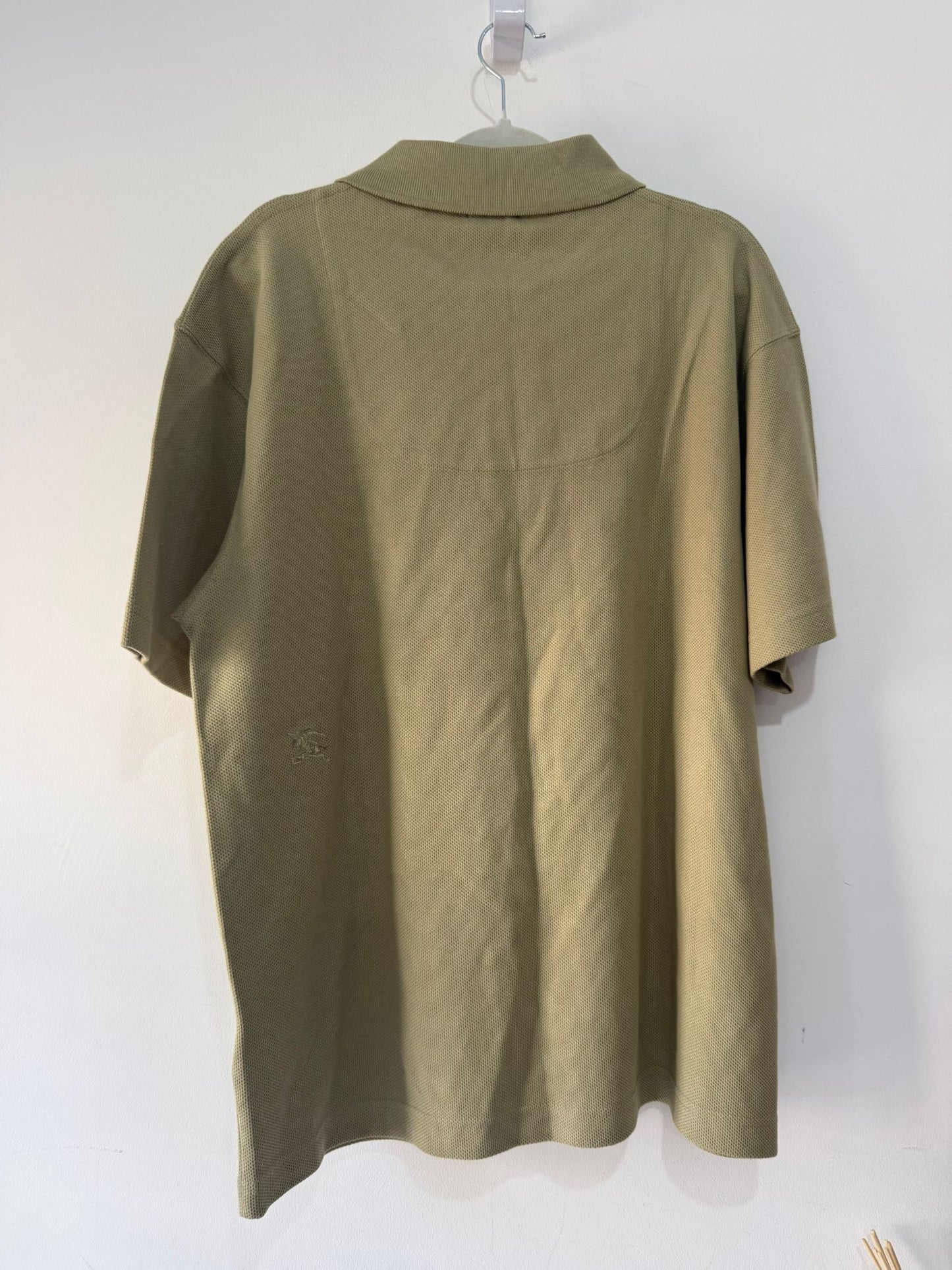 Preloved, Beige Burberry Men’s Polo Top, Small Very Oversized
