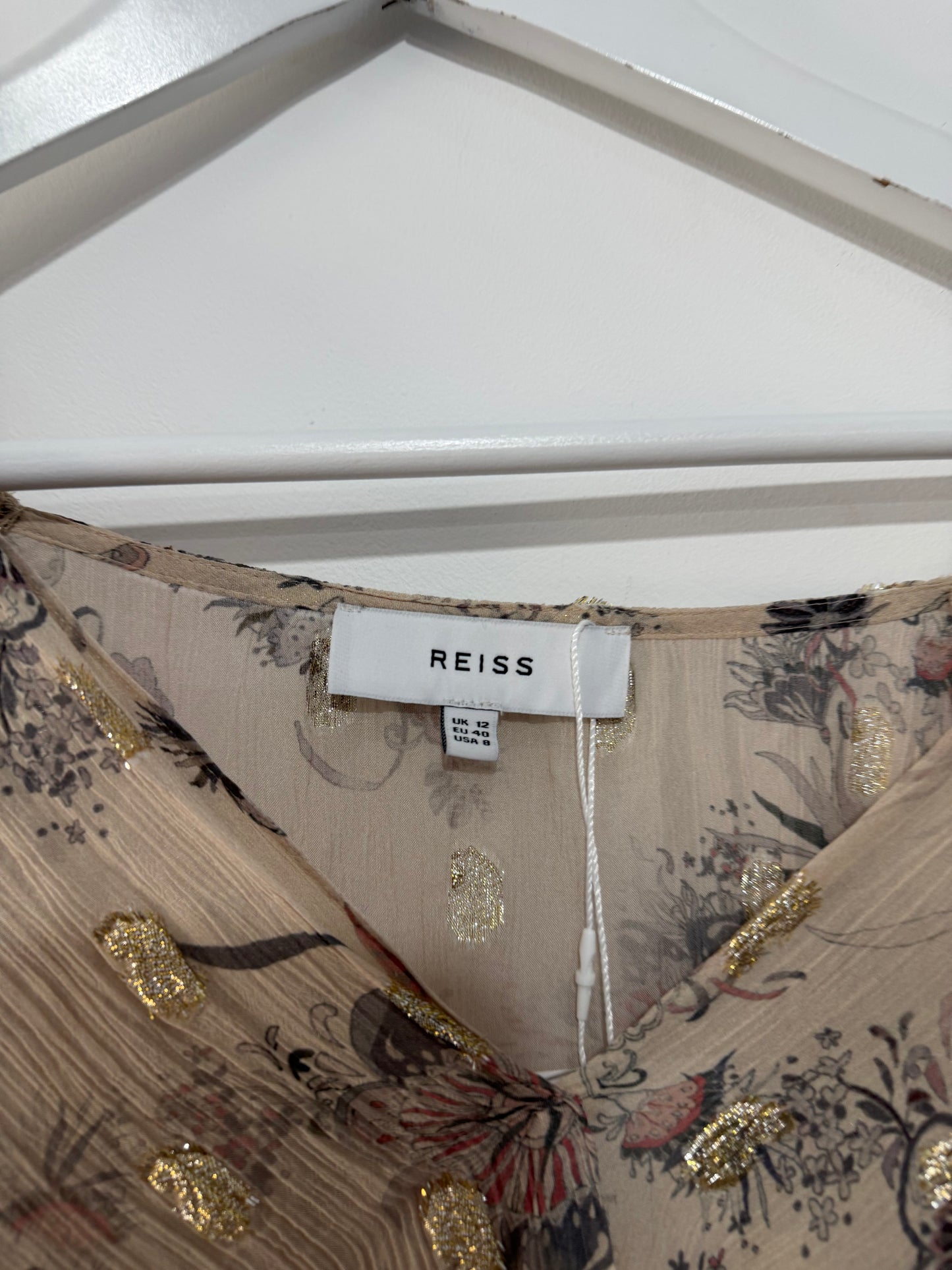 Pre Owned Taupe Paisley Reiss Dress, 12