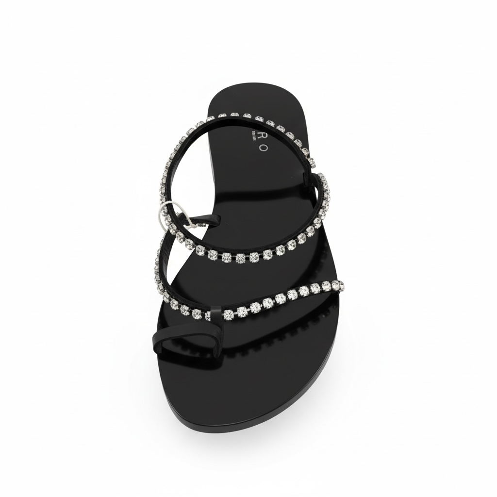 Pre-owned, Brand New Black and Crystal Iro Sandals, Size 7 - 40