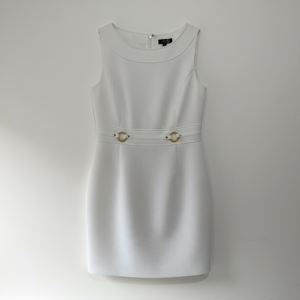 Preloved White Tahari Dress, Size 8